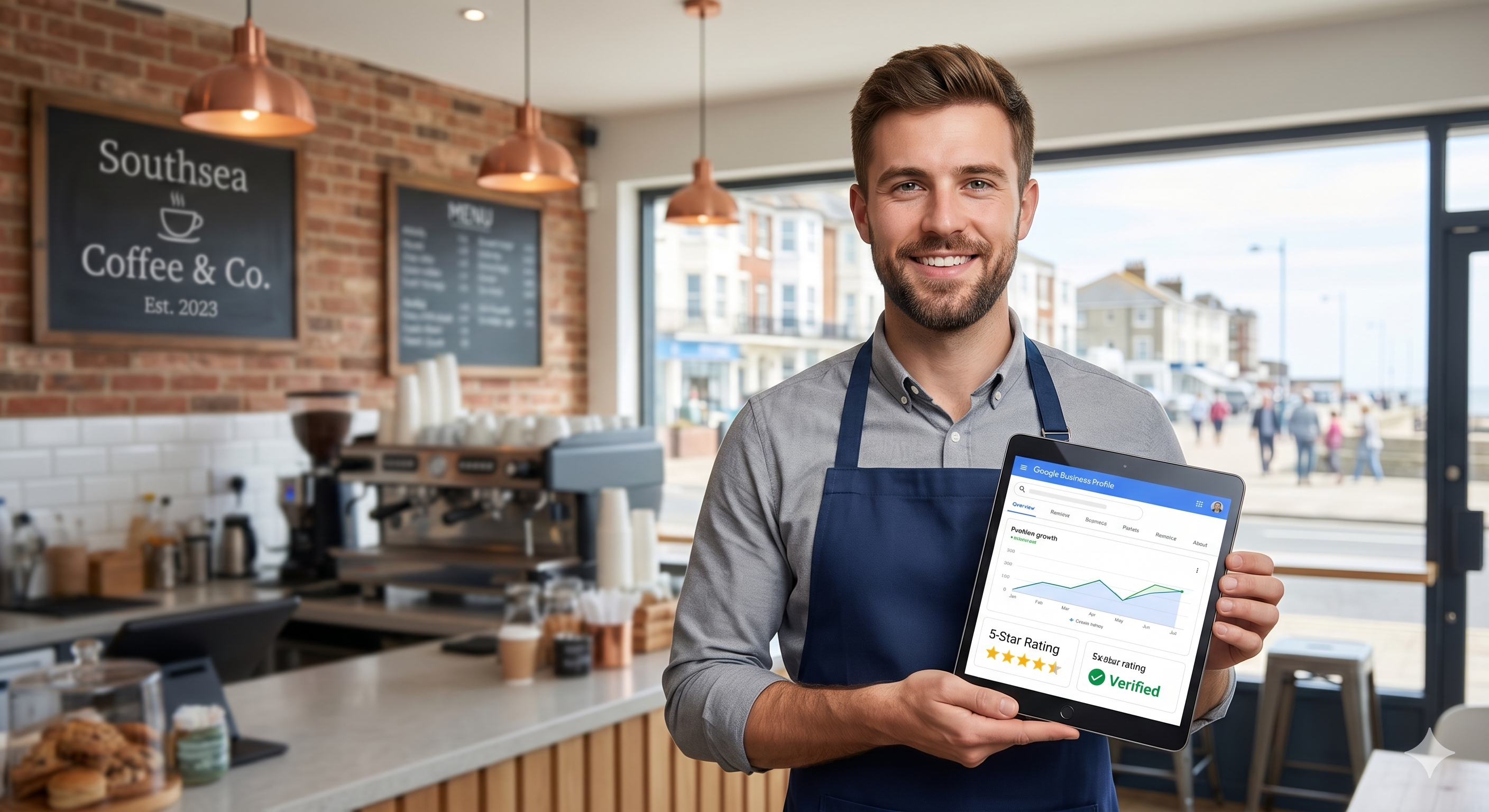 New startup business owner in Hampshire using local SEO services to outrank competitors on Google Maps